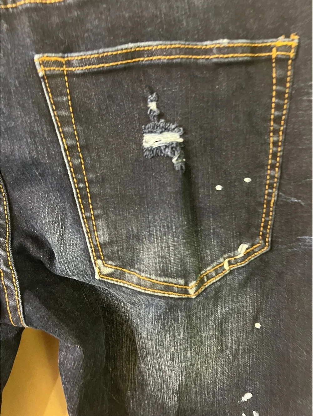 Valabasas Jeans Men's 40 Dark Wash Distressed Paint Splatter Skinny Button Fly